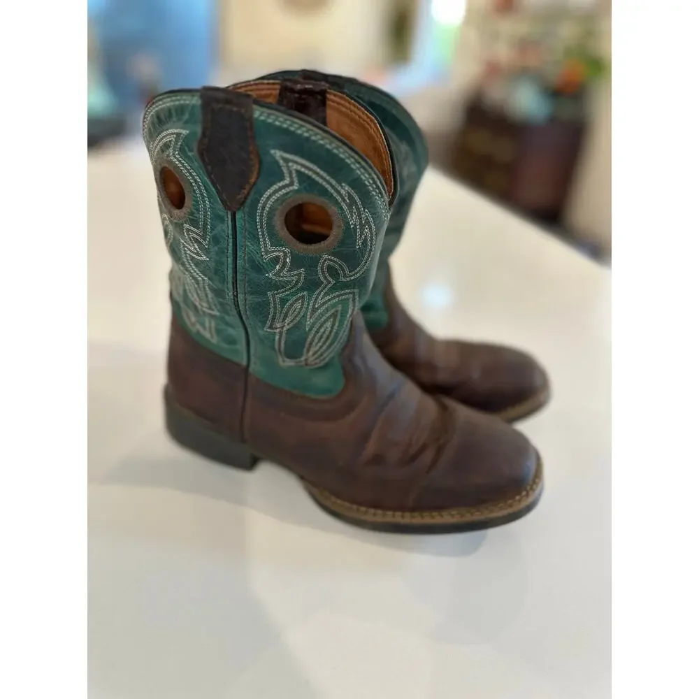 Justin Children's Bowline Junior Sapphire Blue Western Boots, Size 4